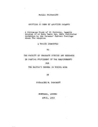 Adoption as Seen by Adoptive Parents: a Follow-up Study of 25 Children, Legally Adopted 10 or More Years Ago, with Particular Attention to the Parents' Current Feelings about the Adoption. thumbnail