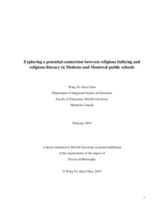 Exploring a potential connection between religious bullying and religious literacy in Modesto and Montreal public schools thumbnail