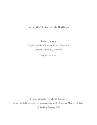 Weak Modularity and Ãn Buildings thumbnail