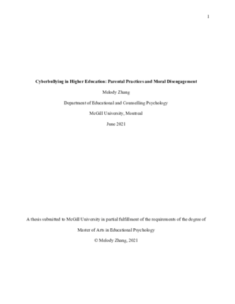 Cyberbullying in higher education: Parental practices and moral disengagement thumbnail