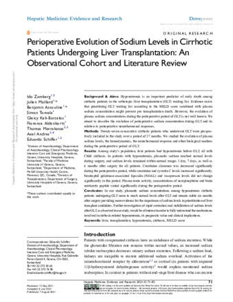Perioperative Evolution of Sodium Levels in Cirrhotic Patients Undergoing Liver Transplantation: An Observational Cohort and Literature Review thumbnail