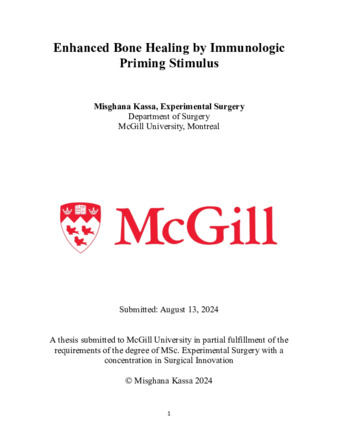 Enhanced Bone Healing by Immunologic Priming Stimulus thumbnail