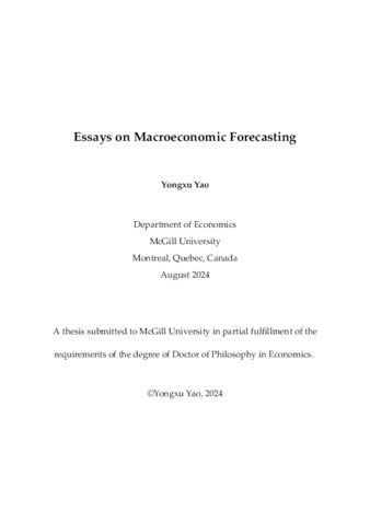 Essays on Macroeconomic Forecasting thumbnail