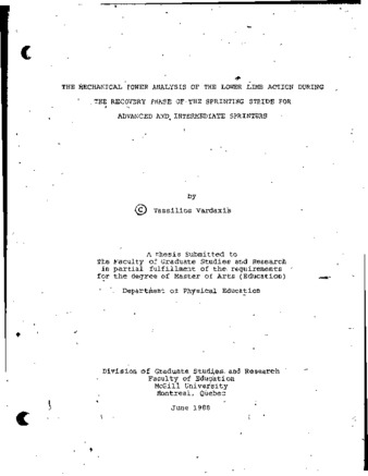 The mechanical power analysis of the lower limb action during the recovery phase of the sprinting stride for advanced and intermediate sprinters / thumbnail