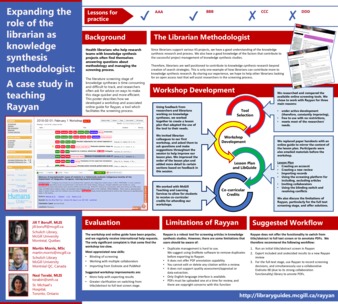 Expanding the role of the librarian as knowledge synthesis methodologist: A case study in teaching Rayyan thumbnail