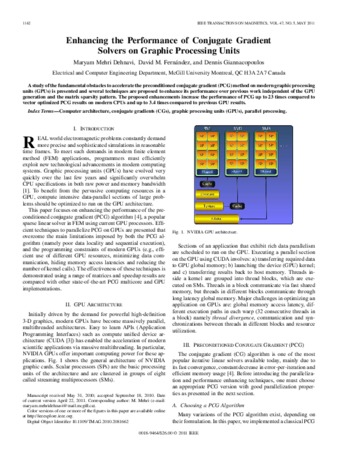 Enhancing the performance of conjugate gradient solvers on graphic processing units thumbnail