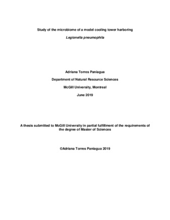 Study of the microbiome of a model cooling tower harboring «Legionella pneumophila» thumbnail