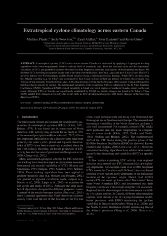 Extratropical cyclone climatology across eastern Canada thumbnail