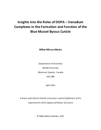 Insights into the roles of DOPA-vanadium complexes in the formation and function of the blue mussel byssus cuticle thumbnail