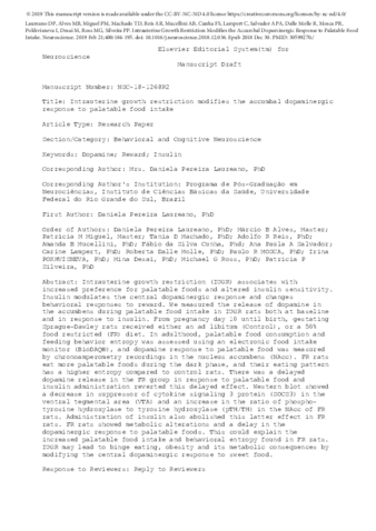 Intrauterine Growth Restriction Modifies the Accumbal Dopaminergic Response to Palatable Food Intake thumbnail
