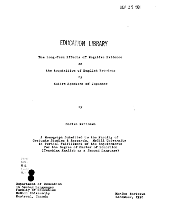 The long term effects of negative evidence on the acquisition of English pro-drop by native speakers of Japanese thumbnail