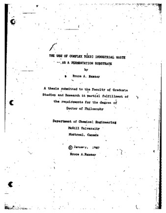 The use of complex toxic industrial waste as a fermentation substrate / thumbnail