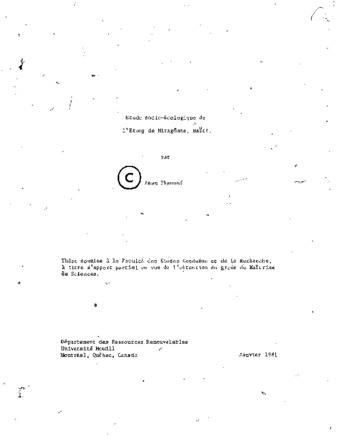 Etude socio-écologique de l'Etang de Miragôane, Haîti. thumbnail