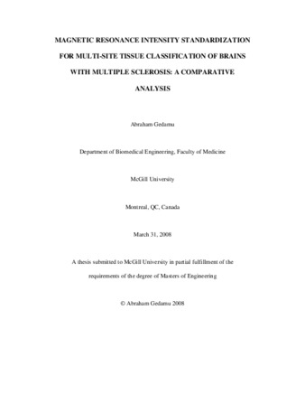 Magnetic resonance intensity standardization for multi-site tissue classification of brains with Multiple Sclerosis: a comparative analysis thumbnail