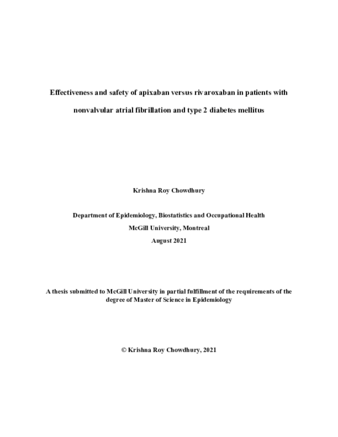 Effectiveness and safety of apixaban versus rivaroxaban in patients with nonvalvular atrial fibrillation and type 2 diabetes mellitus thumbnail