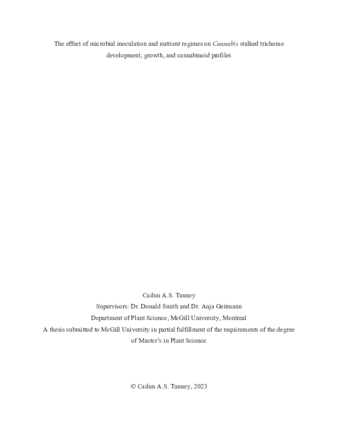 The effect of microbial inoculation and nutrient regimes on Cannabis stalked trichome development, growth, and cannabinoid profiles thumbnail