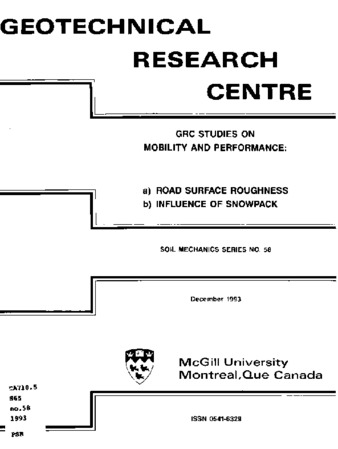 GRC studies on mobility and performance: a) road surface roughness b) influence of snowpack thumbnail