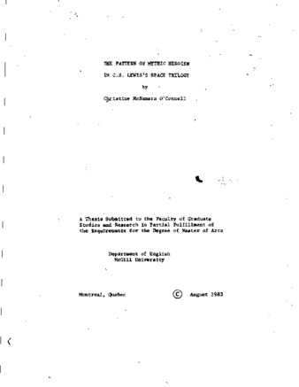 The pattern of mythic heroism in C. S. Lewis's space trilogy / thumbnail