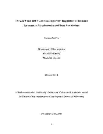 The lRF8 and lRF1 genes as important regulators of immune response to mycobacteria and bone metabolism thumbnail