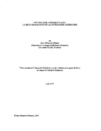 Une certaine Amérique à lire : la beat generation et la littérature québécoise thumbnail
