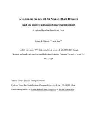 A Consensus Framework for Neurofeedback Research (and the perils of unfounded neuroreductionism) A reply to Micoulaud-Franchi and Fovet thumbnail