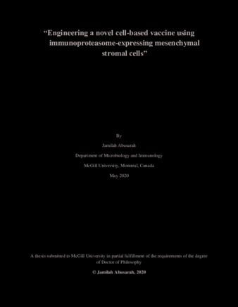 Engineering a novel cell-based vaccine using immunoproteasome-expressing mesenchymal stromal cells thumbnail