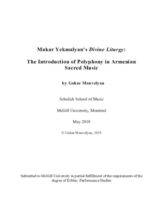 Makar Yekmalyan's Divine Liturgy: The introduction of polyphony in Armenian sacred music thumbnail