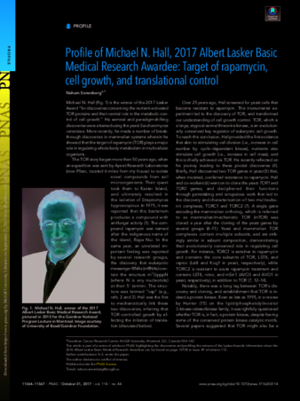 Profile of Michael N. Hall, 2017 Albert Lasker Basic Medical Research Awardee: Target of rapamycin, cell growth, and translational control thumbnail