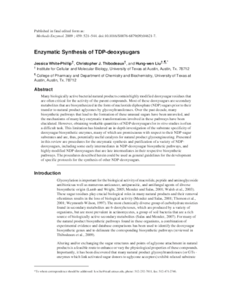 Enzymatic synthesis of TDP-deoxysugars thumbnail