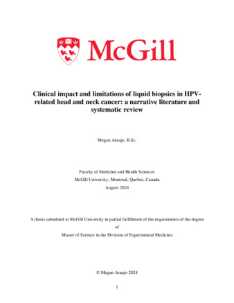 Clinical impact and limitations of liquid biopsies in HPV- related head and neck cancer: a narrative literature and systematic review thumbnail