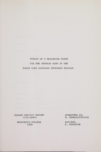 Design of a Mezzanine Floor for the Storage Barn at the Emile Lods Agronomy Research Station thumbnail