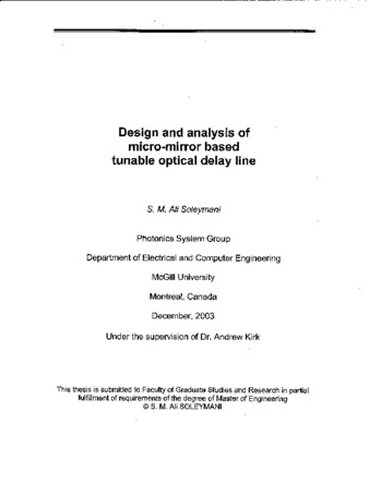 Design and analysis of micro-mirror based tunable optical delay line thumbnail