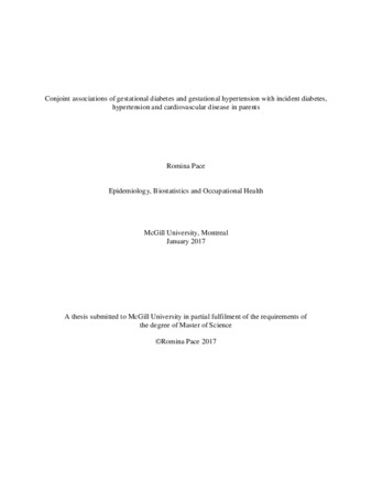 Conjoint associations of gestational diabetes, and hypertension with diabetes, hypertension, and cardiovascular disease in parents thumbnail