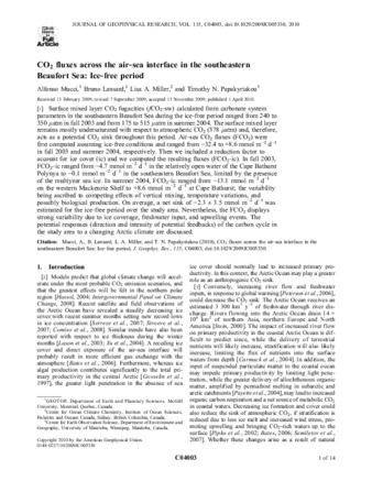 CO2 fluxes across the air‐sea interface in the southeastern Beaufort Sea: Ice‐free period thumbnail