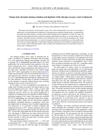 Charge-state dynamics during excitation and depletion of the nitrogen-vacancy center in diamond thumbnail