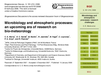Microbiology and atmospheric processes: an upcoming era of research on bio-meteorology thumbnail