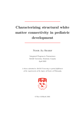 Characterizing structural white matter connectivity in pediatric development thumbnail