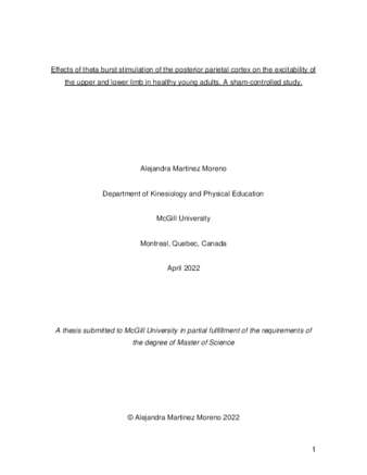 Effect of theta burst stimulation of the posterior parietal cortex on the excitability of the upper and lower limb in healthy young adults. A sham-controlled study. thumbnail