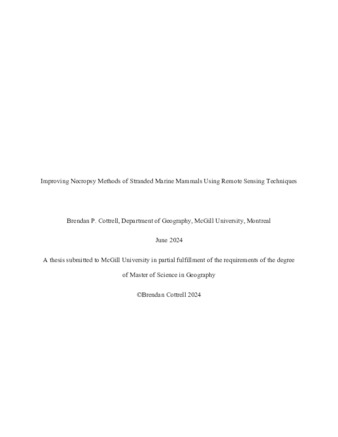 Improving Necropsy Methods of Stranded Marine Mammals Using Remote Sensing Techniques thumbnail