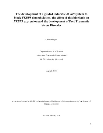 The development of a guided inducible dCas9 system to block FKBP5 demethylation and the effect of this blockade on FKBP5 expression and the development of Post Traumatic Stress Disorder thumbnail