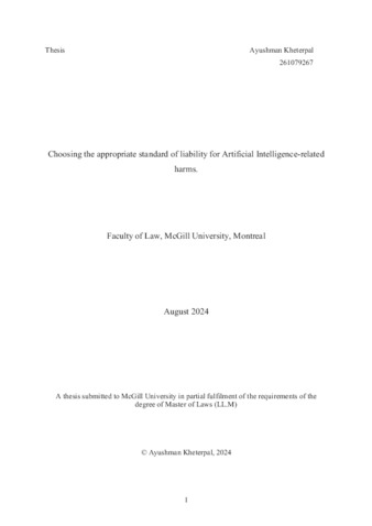 Choosing the appropriate standard of liability for Artificial Intelligence-related harms thumbnail