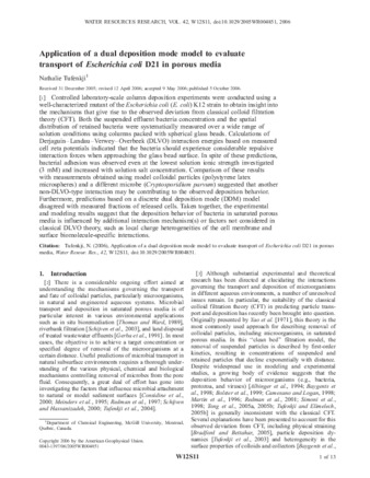 Application of a Dual Deposition Mode Model to Evaluate Transport of Escherichia coli D21 in porous media thumbnail