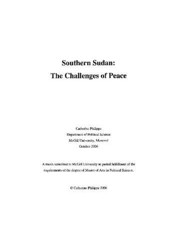 Southern Sudan : the challenges of peace thumbnail