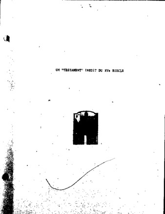 Un "Testament" inédit du XVe siècle / thumbnail