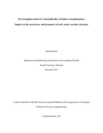 Pre-transplant anti-LG3 autoantibodies in kidney transplantation: Impact on the occurrence and prognosis of early acute vascular rejection thumbnail