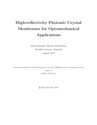 High-reflectivity photonic crystal membranes for optomechanical applications thumbnail