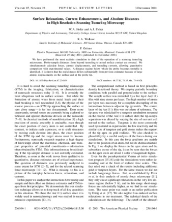 Surface Relaxations, Current Enhancements, and Absolute Distances in High Resolution Scanning Tunneling Microscopy thumbnail