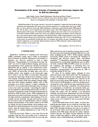 Determination of the atomic structure of scanning probe microscopy tungsten tips by field ion microscopy thumbnail