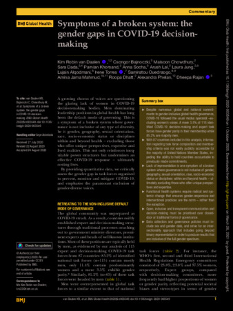 Symptoms of a broken system: the gender gaps in COVID-19 decision-making thumbnail