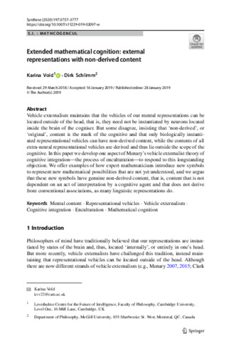 Extended mathematical cognition: external representations with non-derived content thumbnail